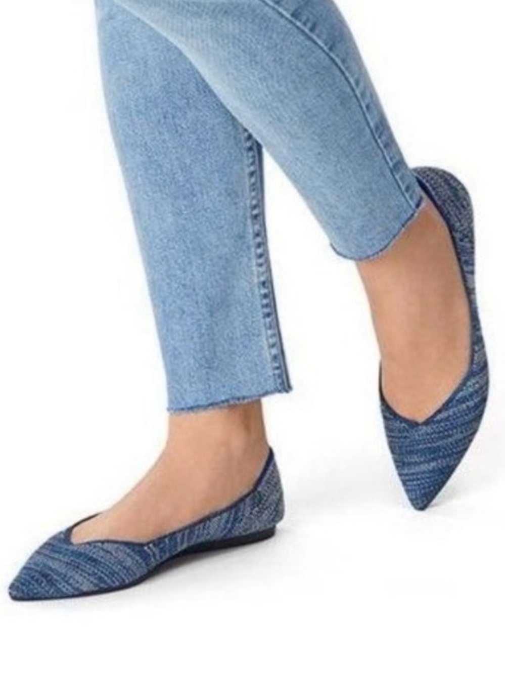 Rothys Womens The Point Flat Indigo Heather Blue Knit Size 10 Washable EUC - Picture 2 of 16